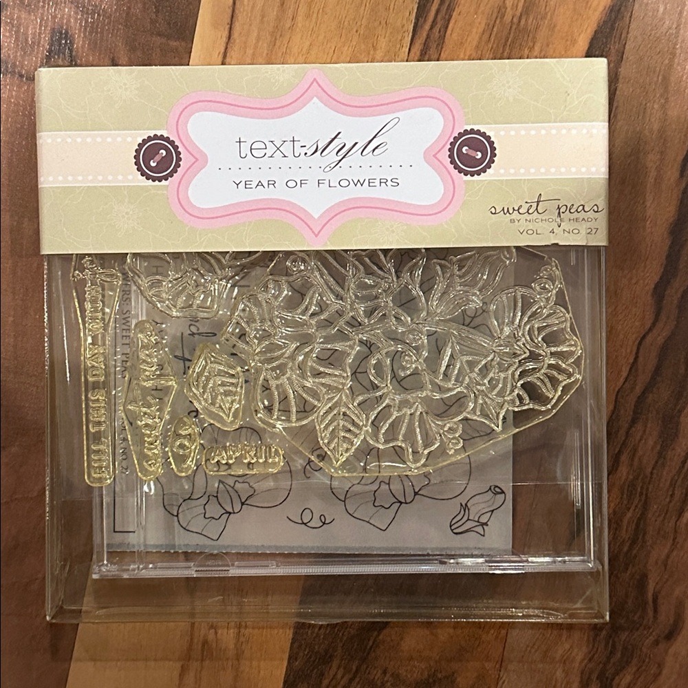 Papertrey ink (pit) rare Text Style Year of Flowers Stamp Set